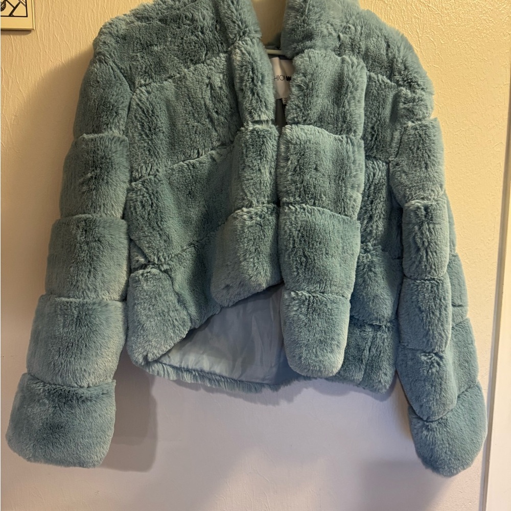 Fashion Nova Light Blue Teddy Jacket